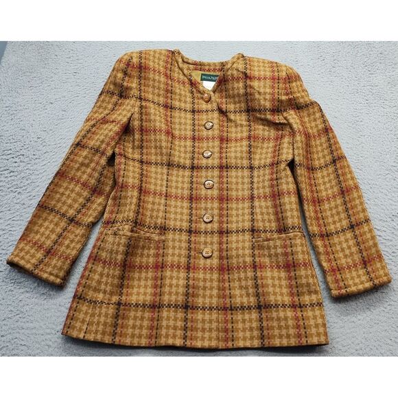 Harve Benard Jackets & Blazers - Vintage harvé benard Jacket Womens Size 4 Multi Plaid Shoulder Pads Button Front